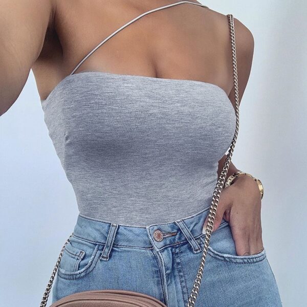 2020 Summer Women Sexy Bodysuit Spring Fashion Casual Bodycon Solid Strapless Knitted Bodysuits Body Tops For