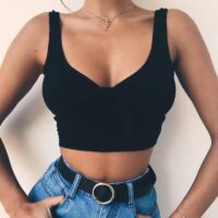 Ribbed Bow Tie Camisole Tank Tops Women Summer Basic Crop Top Streetwear Fashion 2018 Cool Girls 3